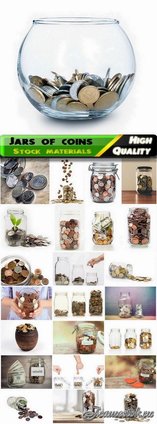 Cash savings and jar of coins - 25 HQ Jpg