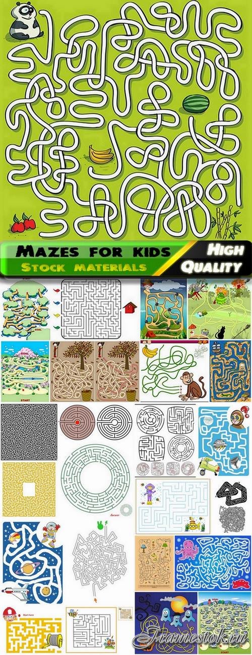 Illustration mazes for kids educational games 2 - 25 Eps