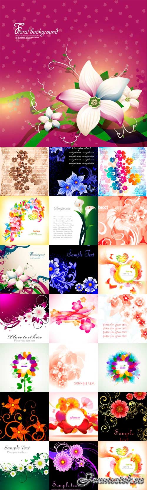 Vector beautiful flowers backgrounds - 2