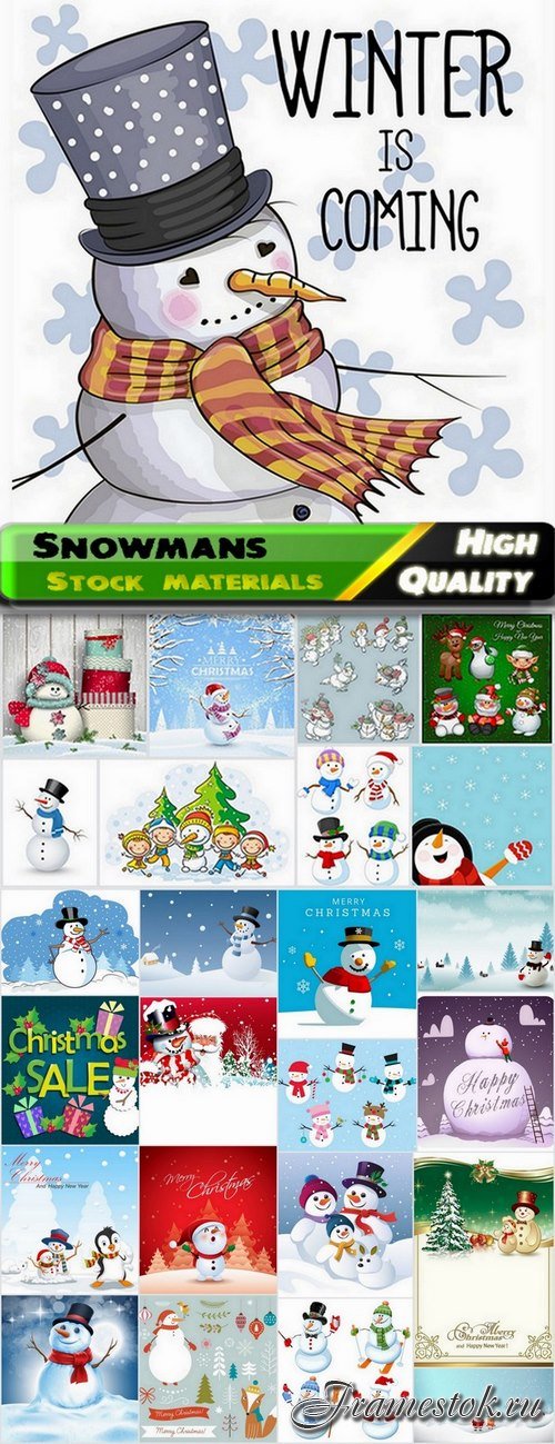 Snowmans for Marry Christmas ecards decoration - 25 Eps