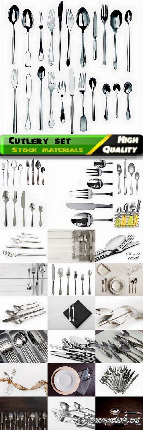 Cutlery set with knife, spoon, fork - 25 HQ Jpg