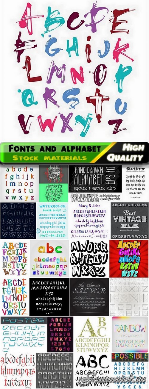 Different Fonts and alphabet in vector from stock #13 - 25 Eps