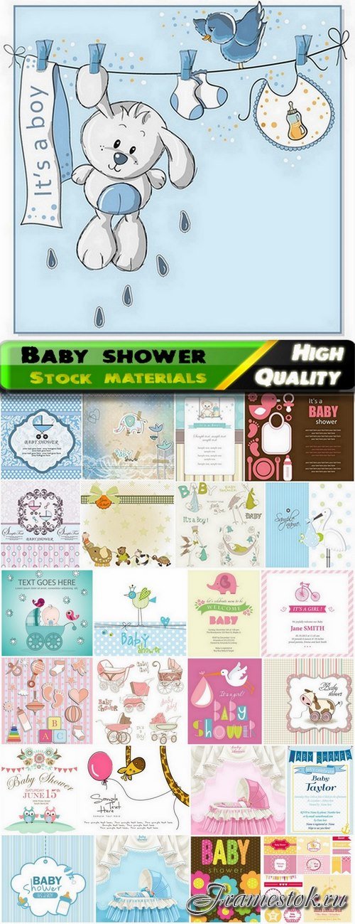 Templates for baby shower in vector from stock 3 - 25 Eps