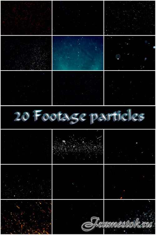 20 particles footage on a dark background