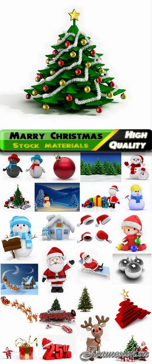 3d holiday render with Christmas theme - 25 HQ Jpg
