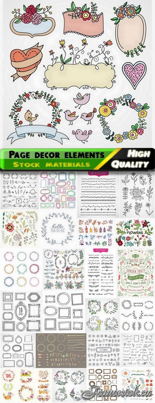 Hand drawn cute calligraphic elements - 25 Eps