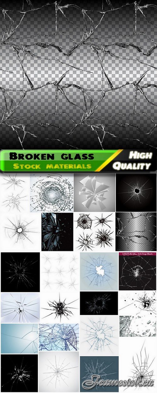 Realistic broken glass illustrations - 25 Eps