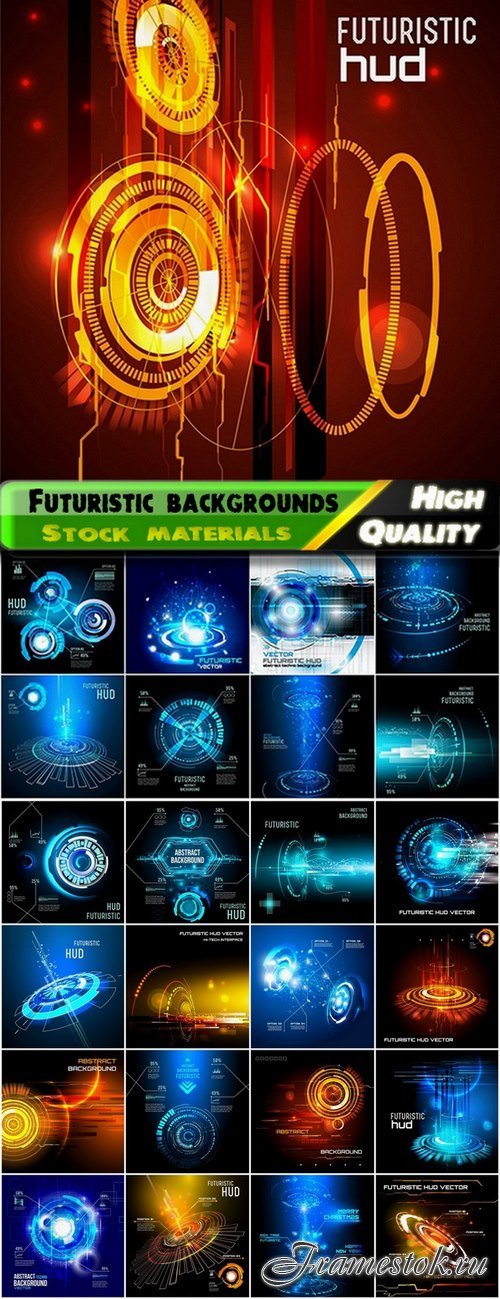 Technological and futuristic interface backgrounds - 25 Eps