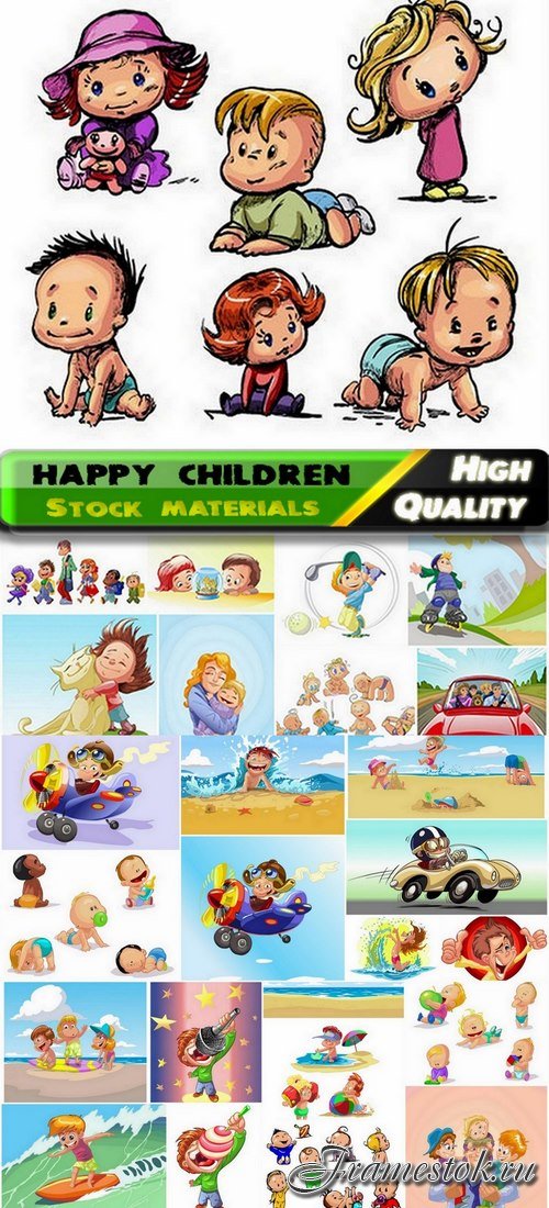 Illustration of happy playing children - 25 Eps