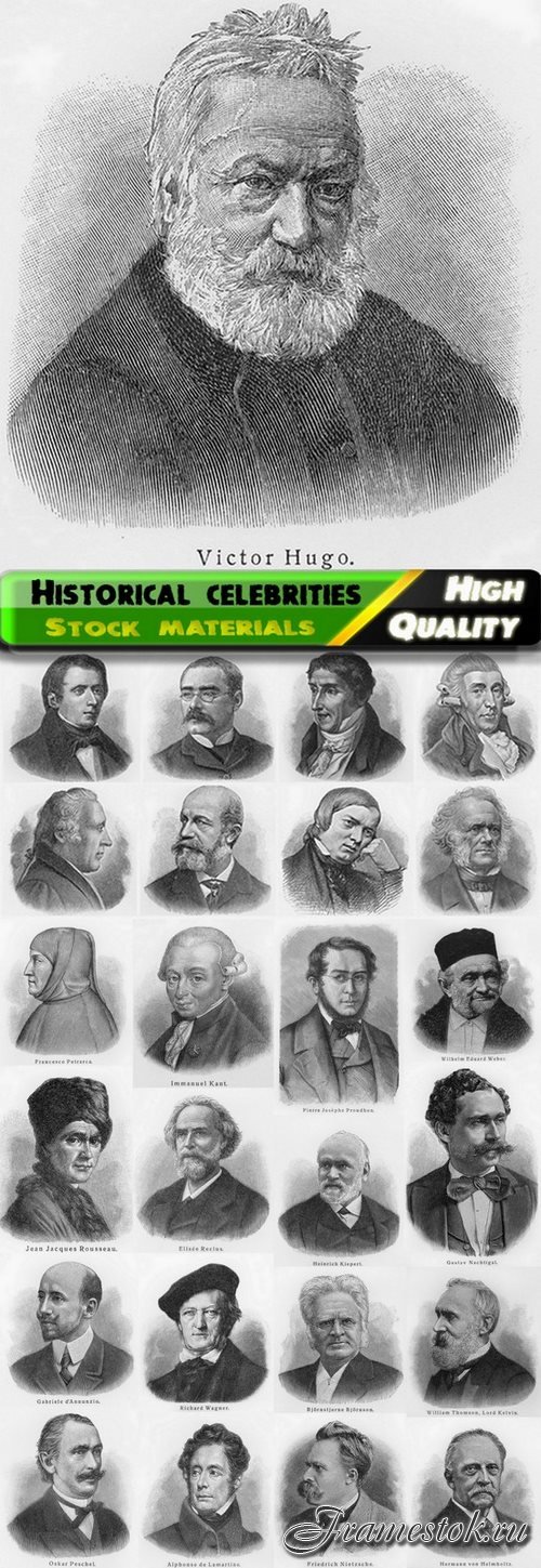 Hand drawn illustrations of historical celebrities 3 - 25 HQ Jpg