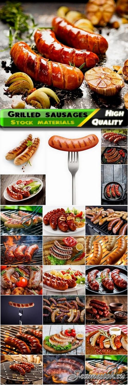 Sausage and frankfurter cooked on grill - 25 HQ Jpg