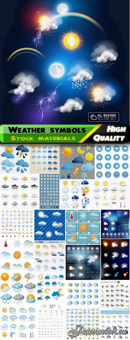 Weather symbols icons and signs - 25 Eps