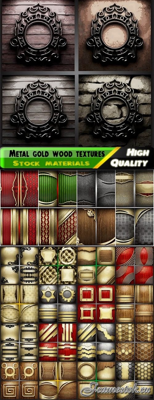 Detailed metal gold wood textures - 25 Eps