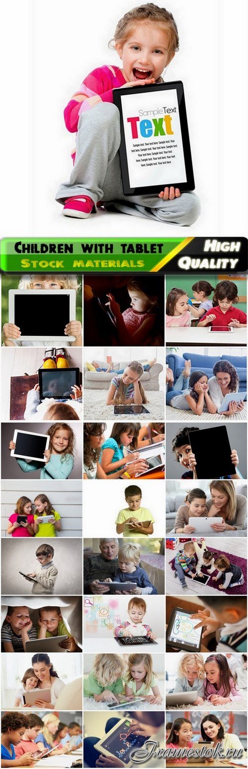 Children and their parents with pc tablet - 25 HQ Jpg