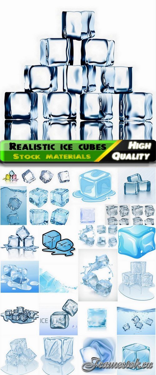 Textures of cold realistic ice cubes - 25 Eps