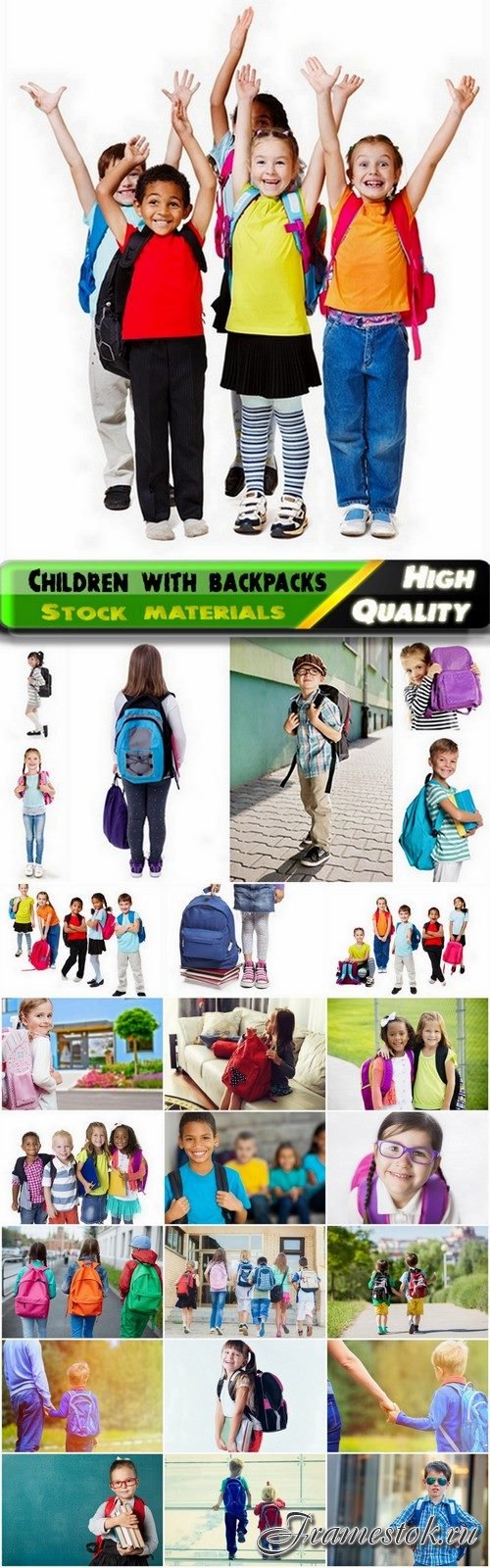 Children and pupils with backpacks - 25 HQ Jpg