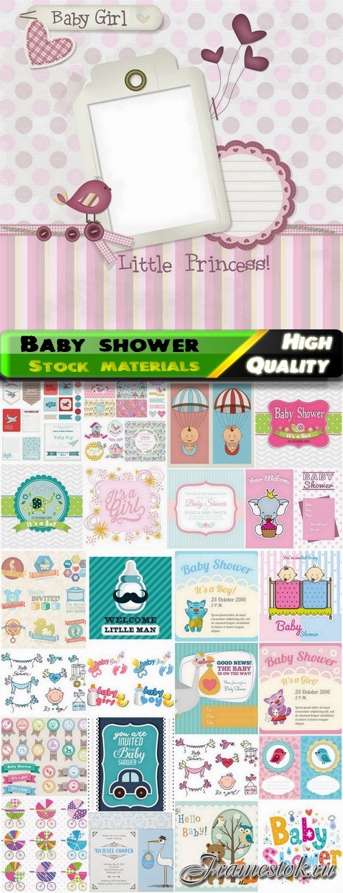 Templates for baby shower in vector from stock 4 - 25 Eps