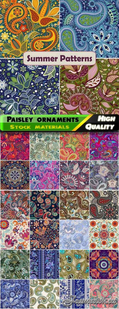 Seamless paisley patterns and cucumbers ornaments - 25 HQ Jpg