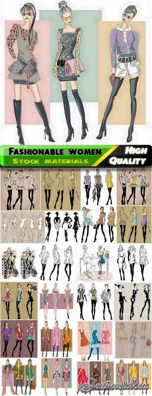 Sketches of fashionable women and girls - 25 Eps