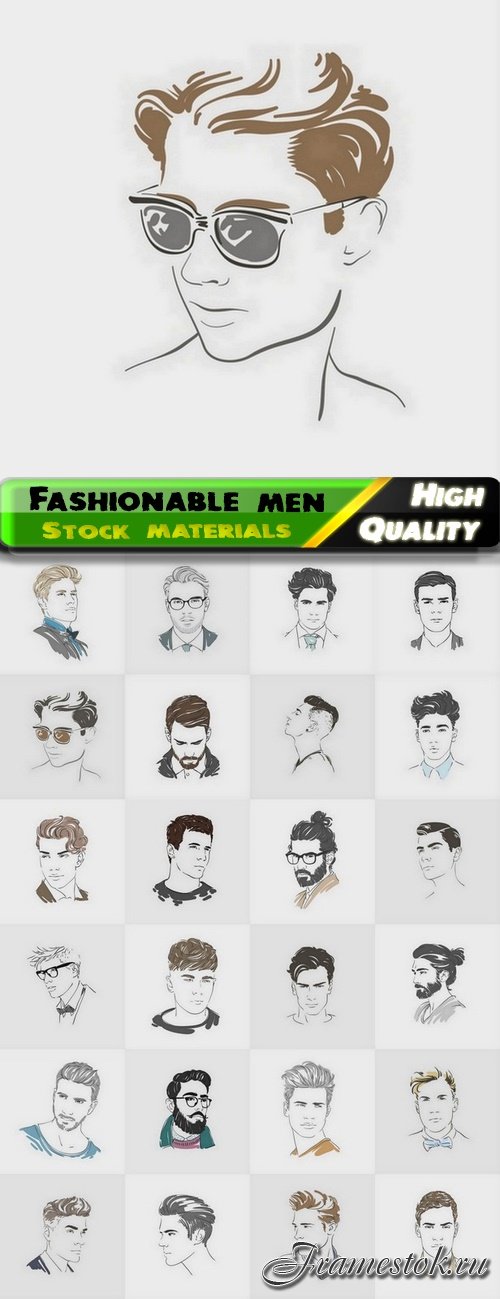 Fashionable stylish man sketches - 25 Eps