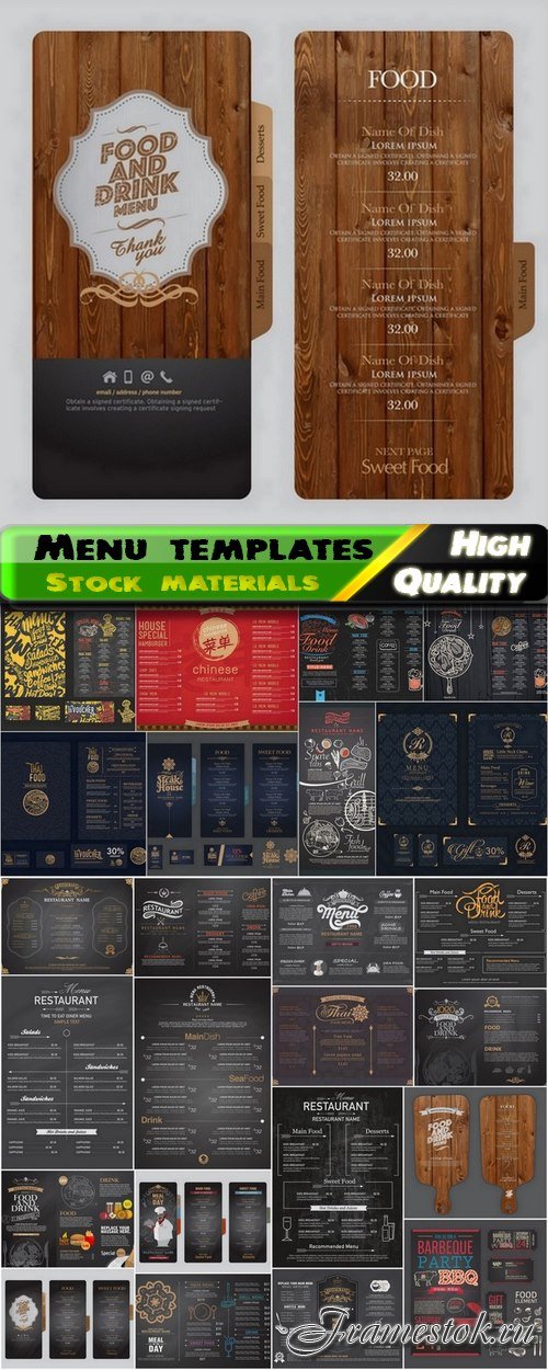 Menu template design elements in vector from stock #15 - 25 Eps