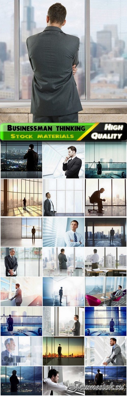 Businessman in thought at the window - 25 HQ Jpg