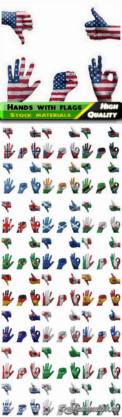 Human hands with different country flags - 25 HQ Jpg