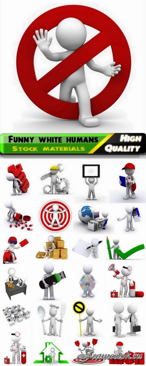 Business 3D render funny white humans - 25 HQ Jpg