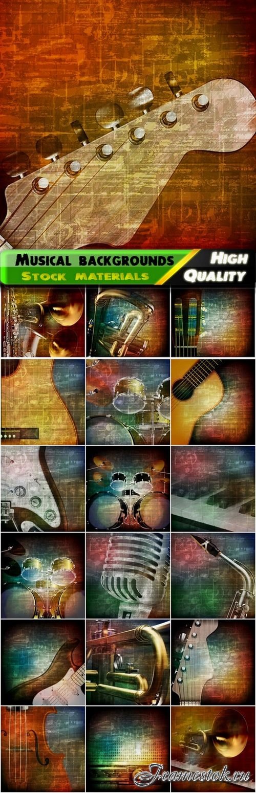 Musical backgrounds with music instruments - 20 Eps