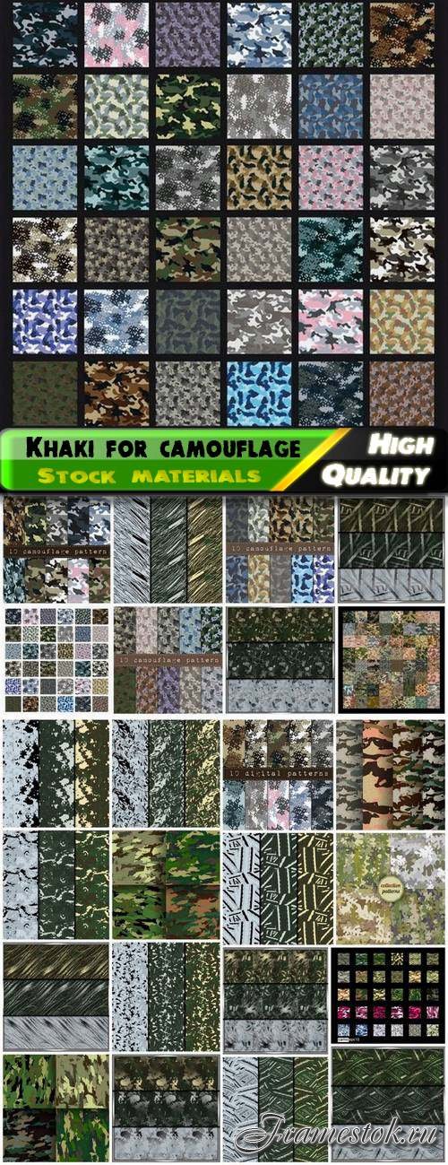 Seamless patterns color of khaki for camouflage 2 - 25 Eps