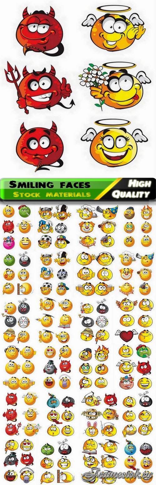 Yellow square smiling faces and emoticons 3 - 25 Eps
