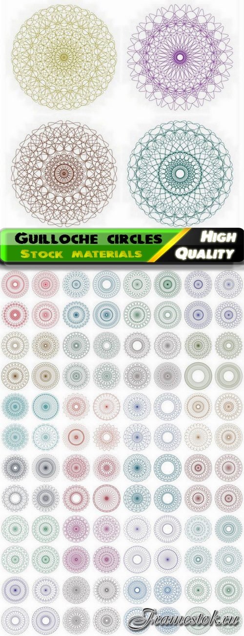 Guilloche line decorative circles 2 - 25 Eps