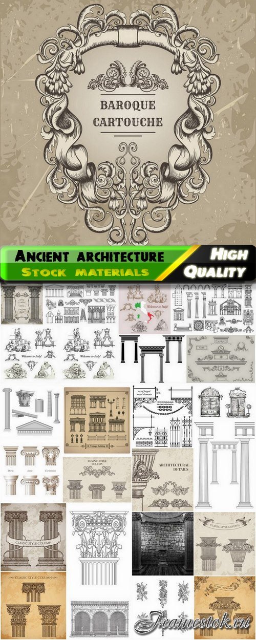 Ancient oriental architecture elements - 25 Eps