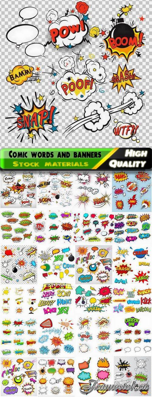 Comic words and banners and tags for text - 25 Eps