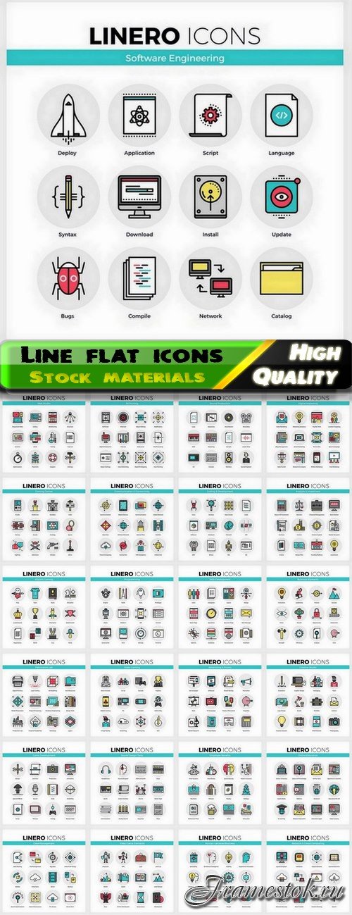 Line flat icons and elements for web design - 25 Eps