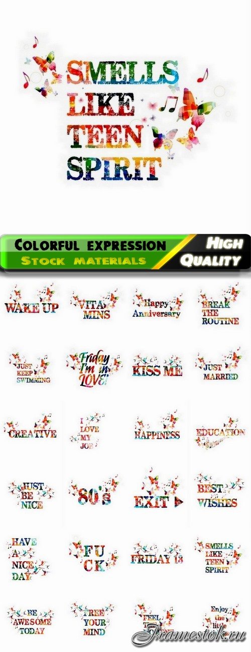 Colorful expression and watercolor words - 25 Eps