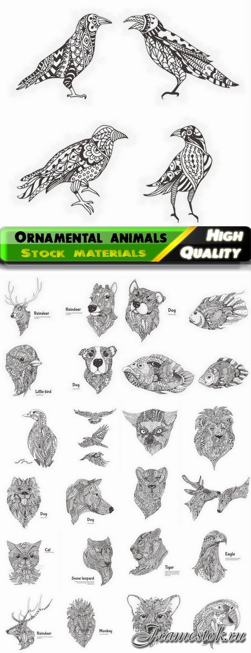 Ornamental animals in boho style - 25 Eps