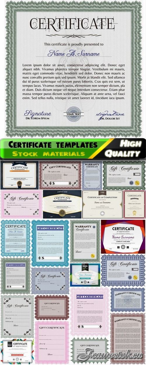 Certificate templates with guilloche elements 2 - 25 Eps