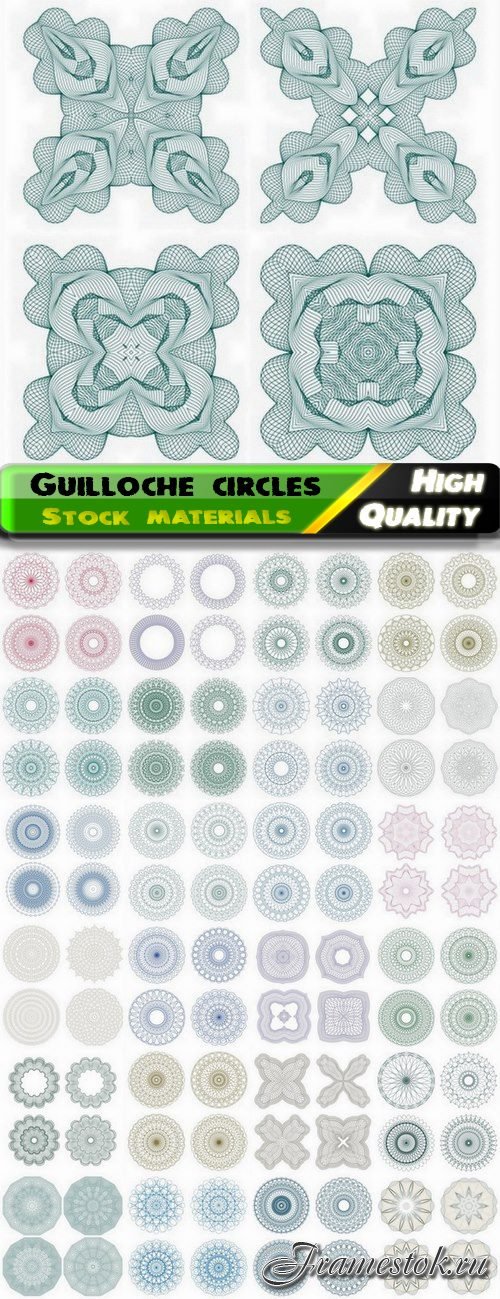 Guilloche line decorative circles 3 - 25 Eps