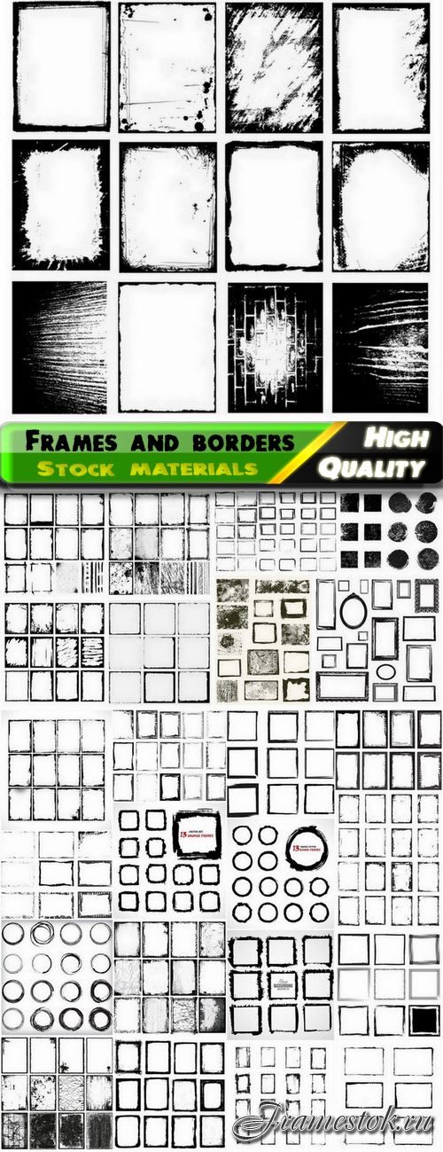 Grunge frames and borders and circles - 25 Eps