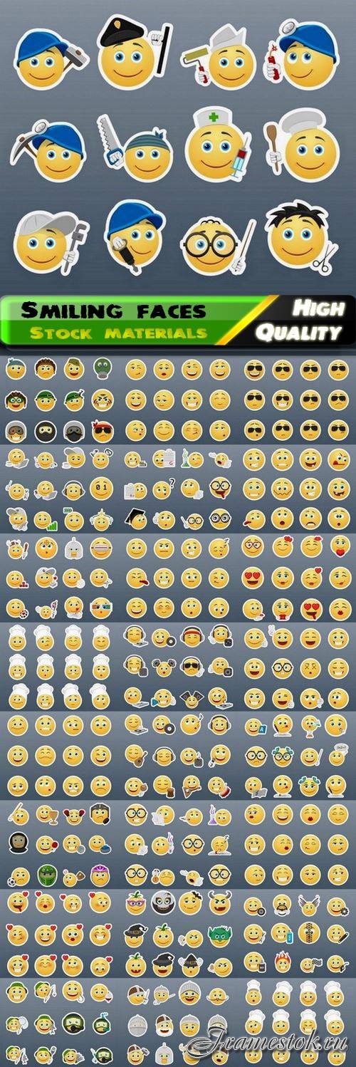 Yellow square smiling faces and emoticons 4 - 25 Eps