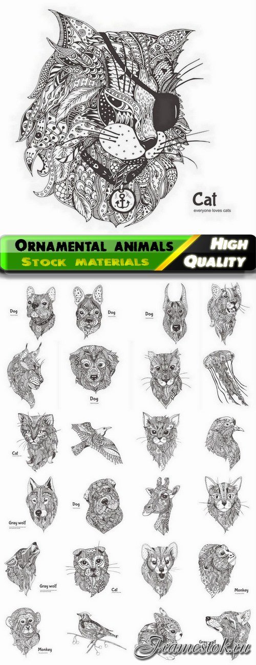Ornamental animals in boho style 2 - 25 Eps