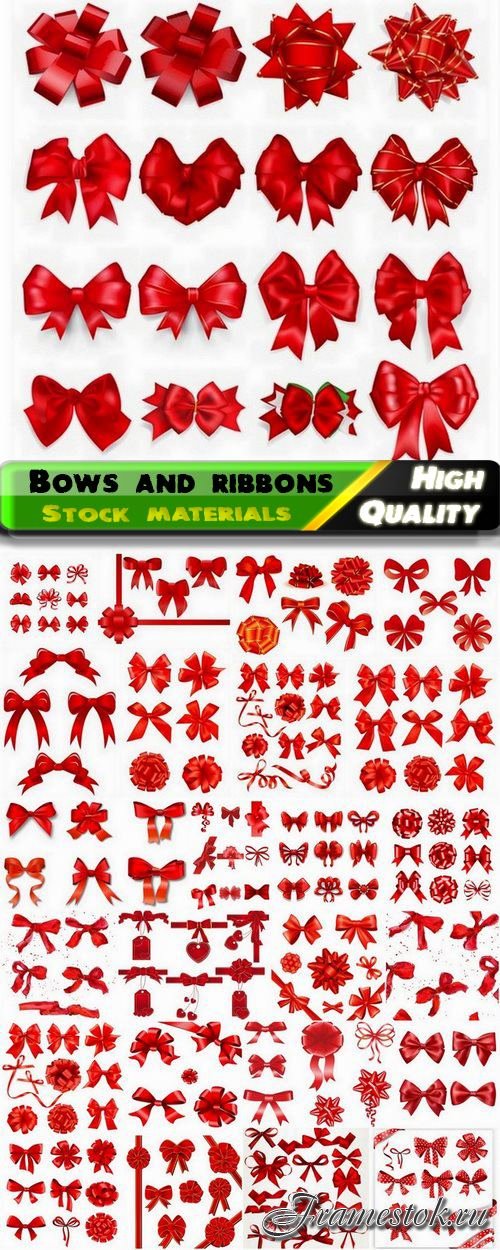 Holiday bows and ribbons for gift card decoration - 25 Eps