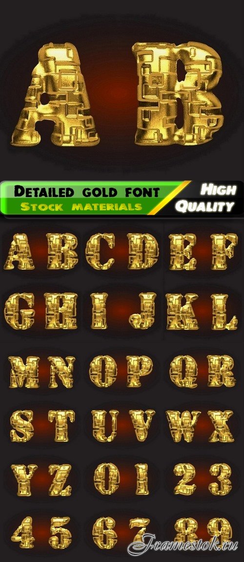 Detailed royal luxury font and letters 3 - 18 Eps