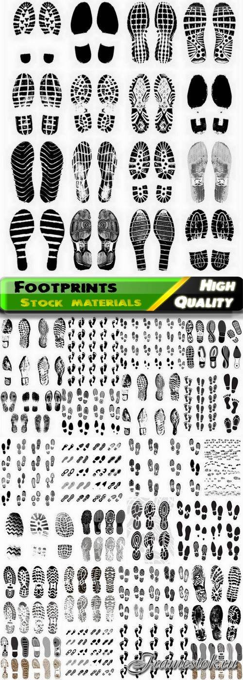 Human footprints of boots shoes and sneakers - 25 Eps