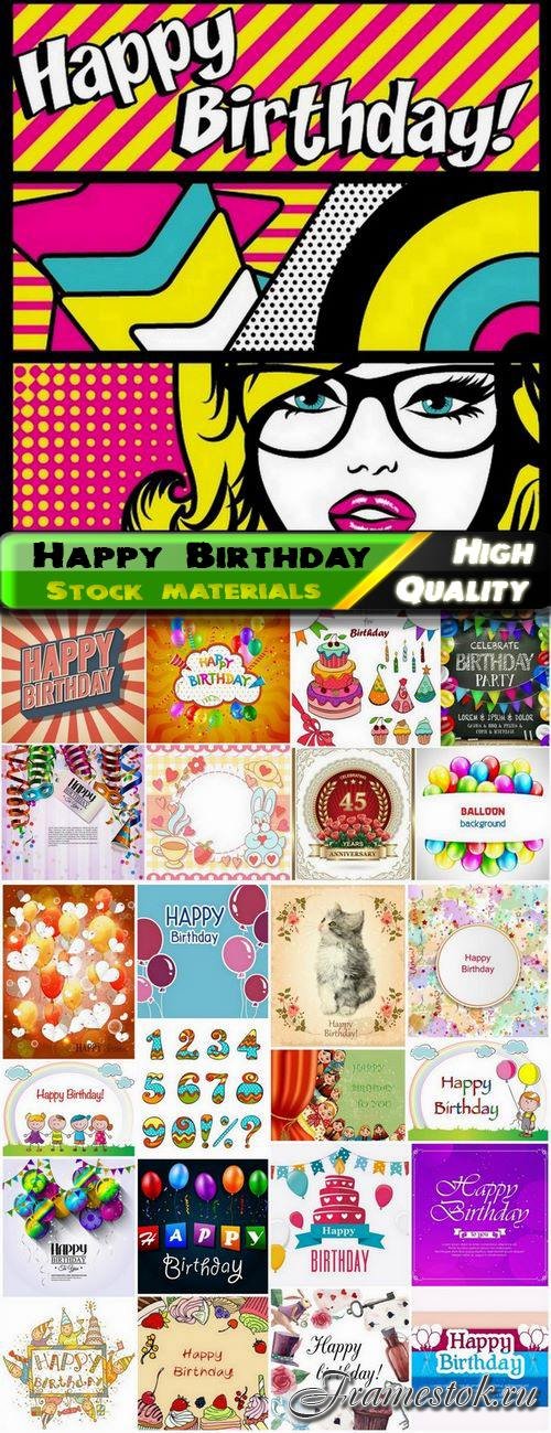 Happy Birthday Template Design in vector from stock #15 - 25 Eps