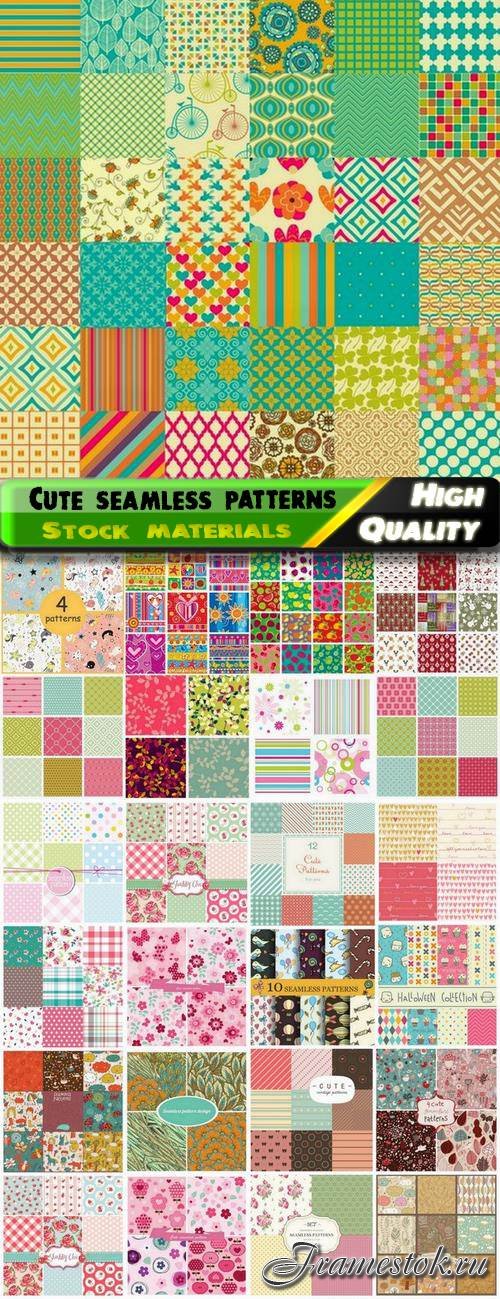 Cute seamless patterns for wallpapers for textile design - 25 Eps