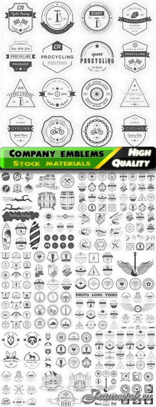 Set of company emblems  and different badges - 25 Eps