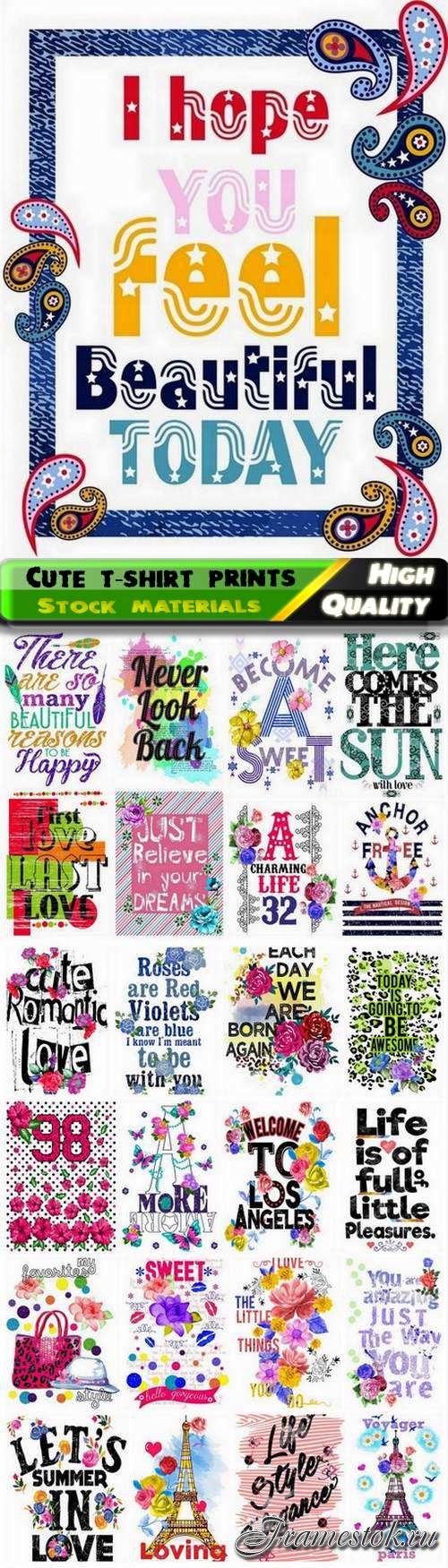Cute t-shirt prints design for children 5 - 25 Eps