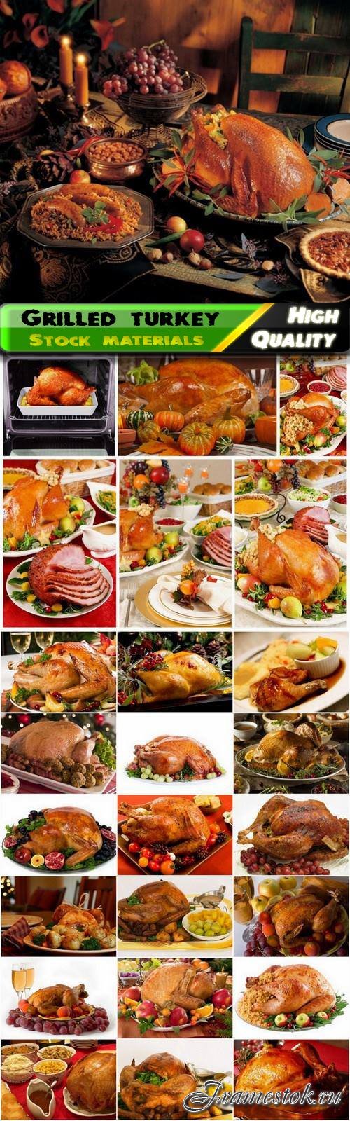 Grilled turkey for Christmas with garnish - 25 HQ Jpg